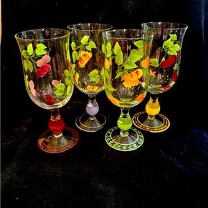 Colorful Fruit-Themed Glass Goblets